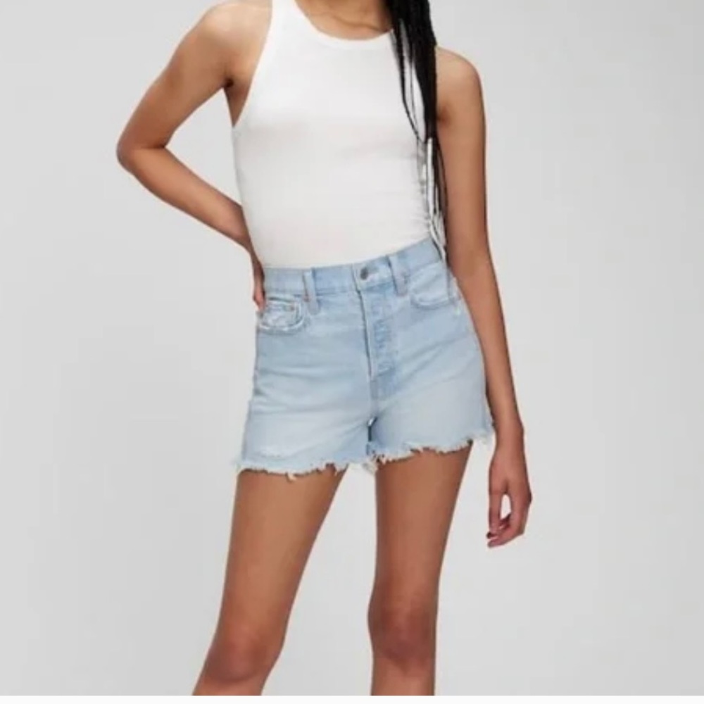 Gap Sky High Cheeky Jean Shorts Light Destroy Size 26